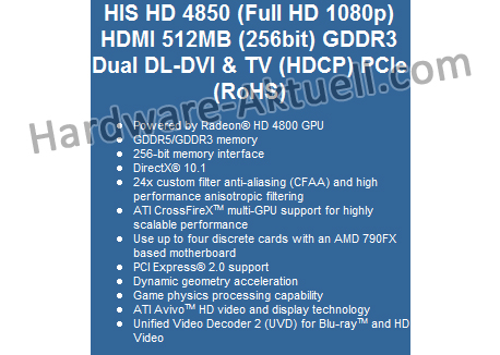  ## HIS'in Radeon HD 4850 Modeli Detaylarıyla Ortaya Çıktı  ##
