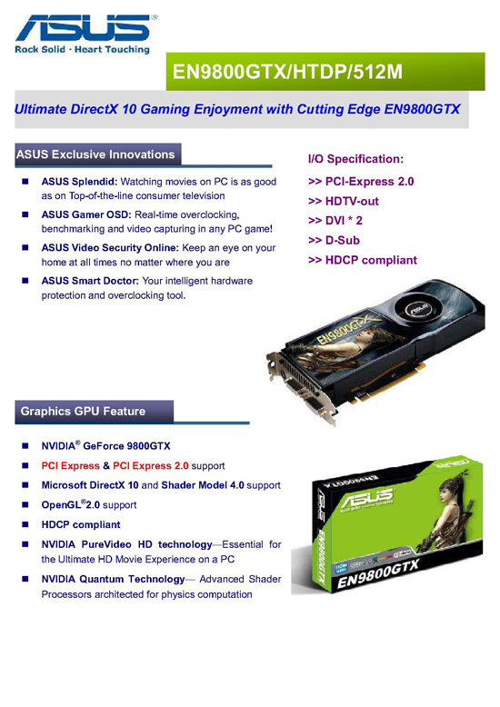  ## Asus GeForce 9800GTX Detayları ile Birlikte Ortaya Çıktı ##