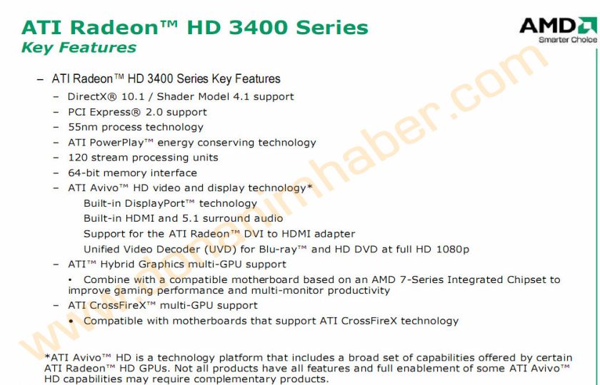 ## ATi HD 3400 Serisi (R620) Hakkında Resmi Bilgi ve Detaylar ##