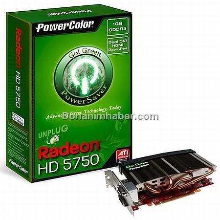 PowerColor HD 5750 Go! Green referans modelden %21 daha az güç çekiyor
