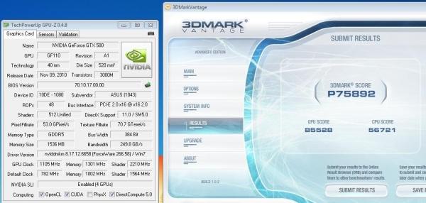 Asus GeForce GTX 580 DirectCU II'nin dört tanesiyle 3DMark Vantage'da yeni dünya rekoru!