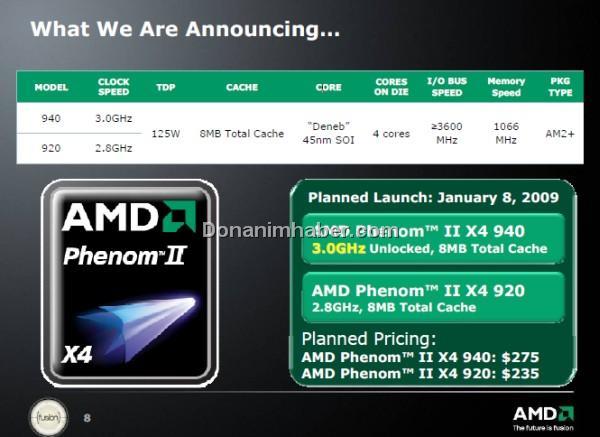 AMD'nin Phenom II işlemcileri için resmi fiyat bilgileri açıklandı