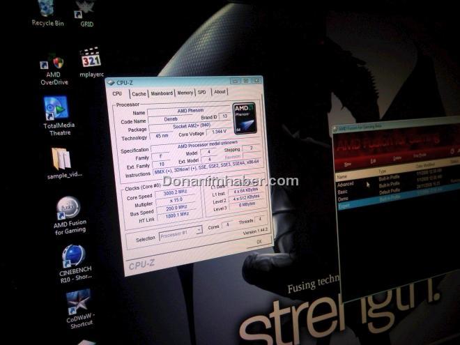 AMD Türkiye Toplantısı 2: Phenom II 940 Black Edition CPU-Z görüntüsü ve çalışma sıcaklıkları