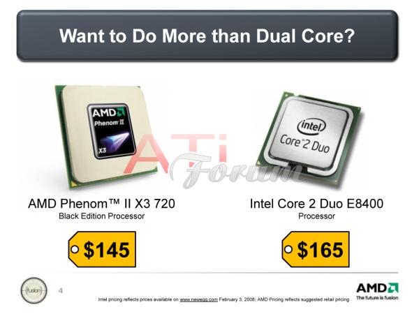 AMD: Phenom  II X3 720 BE, Core 2 Duo E8400'den daha hızlı, daha ucuz