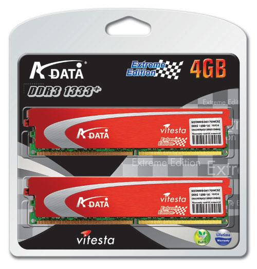 A-Data'dan 1333MHz'de çalışan Vitesta Extreme Edition serisi DDR3 bellekler