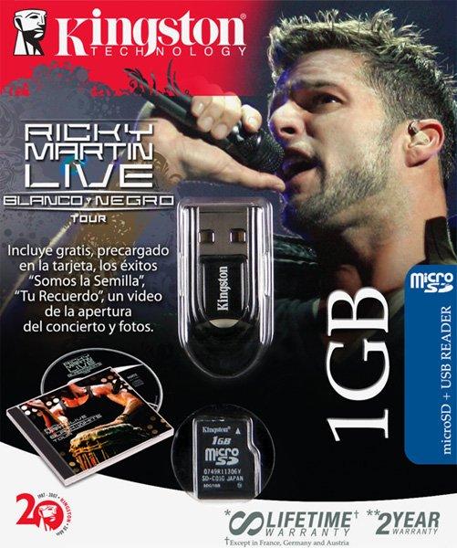 Kingston'dan yeni bir MicroSD kit; 1GB Ricky Martin Black Edition