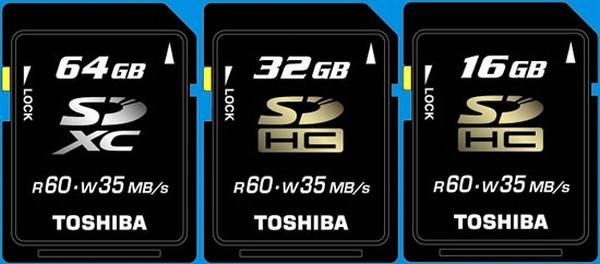 Toshiba 64GB kapasiteli SDXC ve 16GB/32GB kapasiteli SDHC bellek kartlarını tanıttı