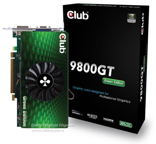 Club 3D düşük güç tüketimli GeForce 9800GT Green Edition modelini duyurdu