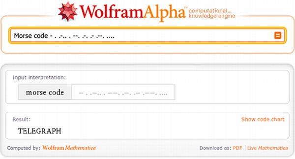 Wolfram Alpha artık Mors Alfabesi'ni de tercüme edebiliyor