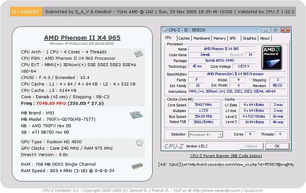 C3 revizyonlu Phenom II X4 965 Black Edition 7GHz barajını aştı
