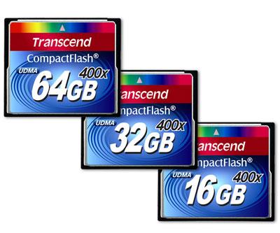 Transcend, 400x serisi Compact Flash hafıza kartlarını duyurdu 