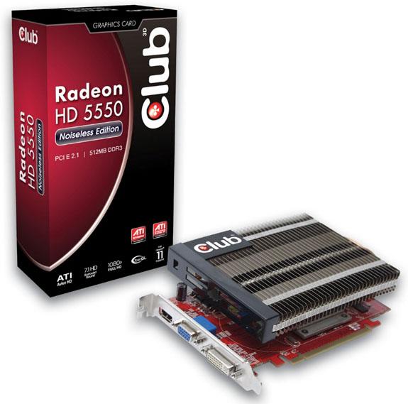 Club3D pasif soğutmalı Radeon HD 5550 Noiseless Edition modelini duyurdu