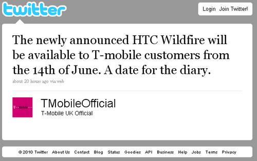 HTC Wildfire, T-Mobile aracılığıyla İngiltere'ye 14 haziran'da mı giriş yapacak?