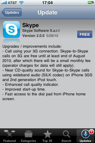 Skype 2.0, iPhone'lara 3G üzerinden görüşme imkanı sunuyor