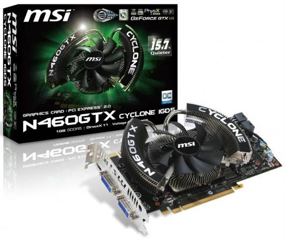 MSI, GeForce GTX 460 Cyclone serisi dört yeni ekran kartı lanse etti