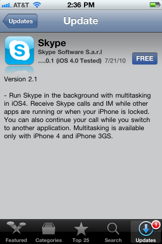 Skype'den İOS4'e özel Skype uygulaması