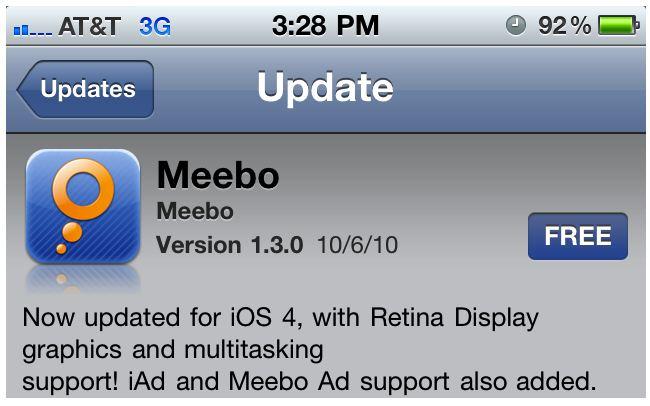 Meebo, Retina ekran ve Multi-Tasking desteği sunmaya başladı