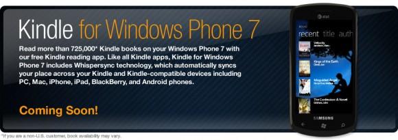 Amazon, Kindle uygulamasını Windows Phone 7'e uyarlanıyor