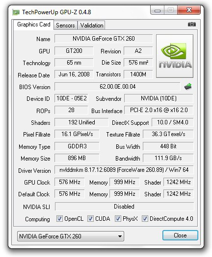 GPU-Z'nin 0.4.8 sürüm numaralı yeni versiyonu çıktı