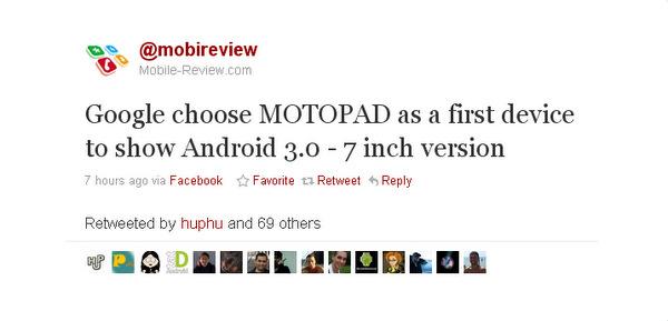 Motorola, 7 inç ekranlı ve Android 3.0 işletim sistemli MotoPad üzerinde mi çalışıyor?