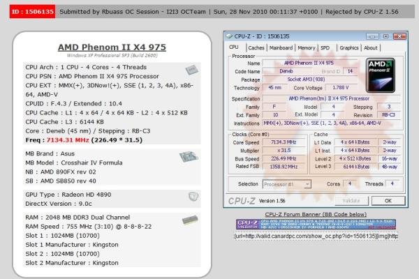 AMD Phenom II X4 975 BE ile dünya rekoru: 7134MHz