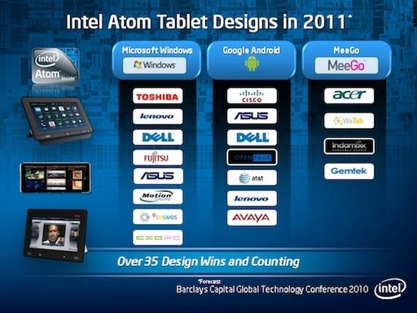 Intel, Atom işlemcili tablet hazırlayan üreticileri açıkladı