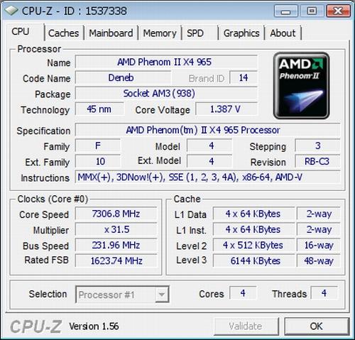 AMD'nin Phenom II X4 965 Black Edition işlemcisiyle 7.3GHz'e çıkıldı