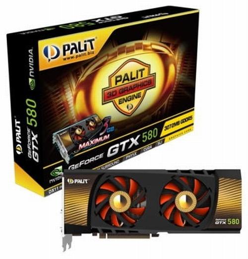 Palit 3GB GDDR5 bellekli GeForce GTX 580 modelini duyurdu