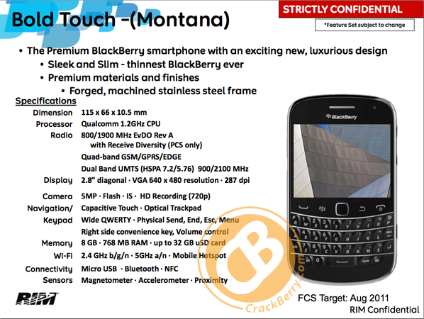 BlackBerry Bold Touch ile BlackBerry Curve Touch'a ilişkin detaylar ortaya çıktı