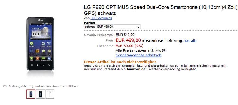 LG Optimus 2X ve Optimus Black için Almanya'da 499 Euro'dan ön sipariş alınıyor