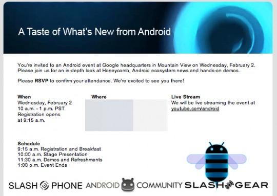 Google, 2 Şubat'ta Android Honeycomb için etkinlik düzenleyecek