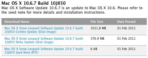 Mac OS X 10.6.7'nin üçüncü derlemesi yayınlandı