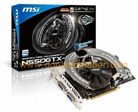 MSI'ın özel tasarımlı GeForce GTX 550 Ti modeli gün ışığına çıktı