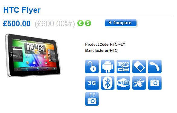HTC'nin Android tableti Flyer, 600£'dan Clove'un ön sipariş listesinde