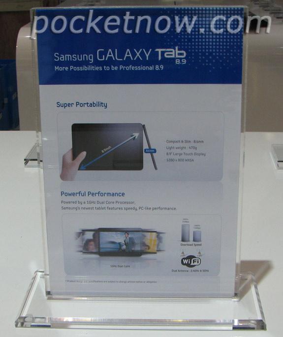 Samsung Galaxy Tab ailesinin 8.9-inç büyüklüğündeki yeni üyesi detaylandı