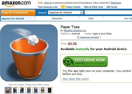 Amazon'dan Test Drive; Android uygulamaları test sürüşünde