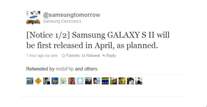 Samsung Galaxy S II, planlandığı şekilde bu ay satışa sunulacak