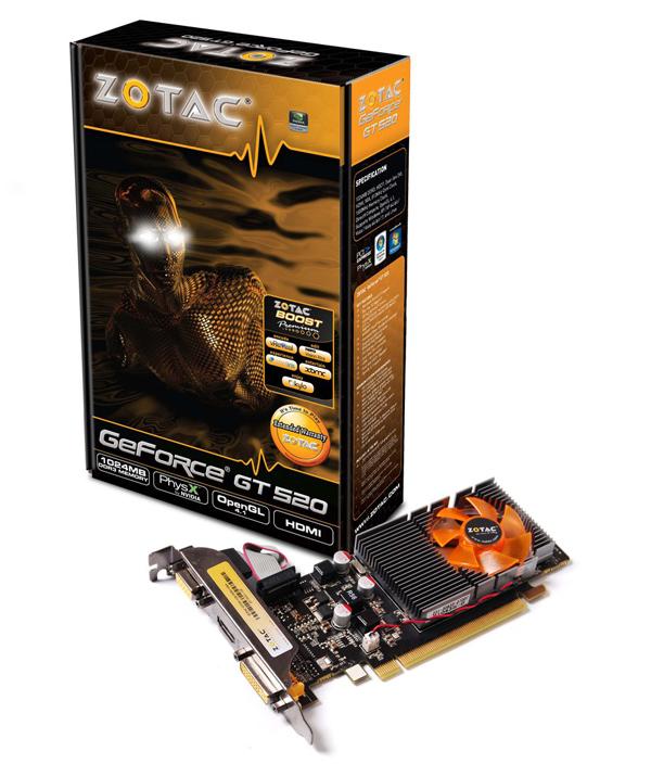 Zotac giriş seviyesi sistemler için GeForce GT 520 modelini duyurdu