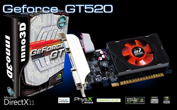 Inno3D 2GB DDR3 bellekli GeForce GT 520 modelini kullanıma sunuyor 