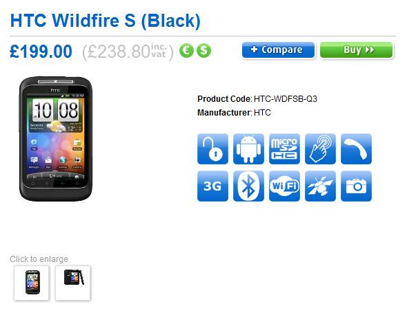 HTC Wildfire S, İngiltere pazarına 398$'dan giriş yaptı