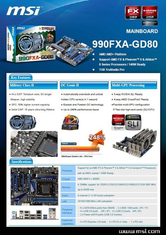 MSI 990FXA-GD80 ortaya çıktı: AMD'nin Bulldozer FX işlemcileri için 990FX çipsetli yeni anakart