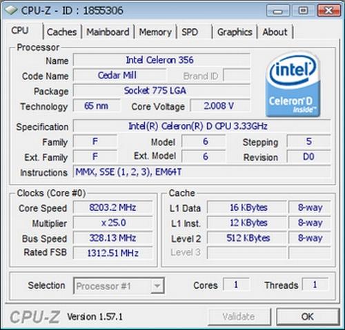 Intel'in Celeron 356 işlemcisi bir kez daha 8GHz'in üzerine hız aşırtıldı