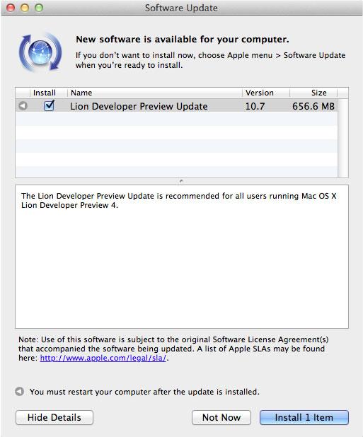 Apple, OS X Lion için yeni bir güncelleme yayınladı