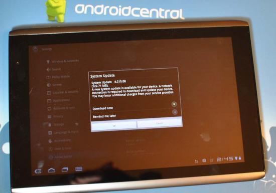 Acer Iconia Tab A500'ler Android 3.1'e kavuşmaya başladı