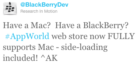 Blackberry App World Web, artık Mac uyumlu