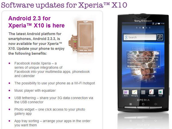 Sony Ericsson, Xperia X10 için Android 2.3.3 güncellemesini kullanıma sundu