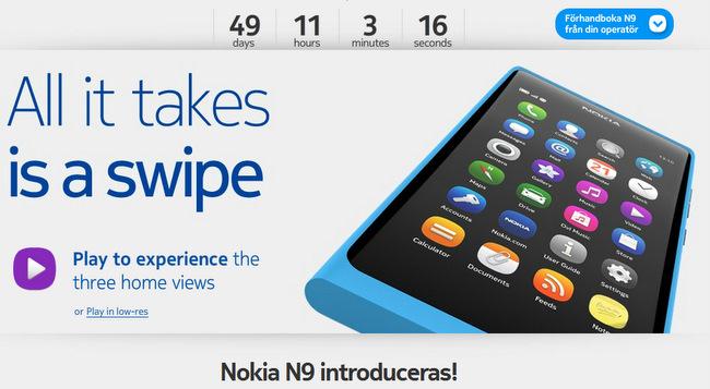 Nokia'nın İsveç web sitesi geri sayıma başladı; N9 49 gün sonra gelebilir