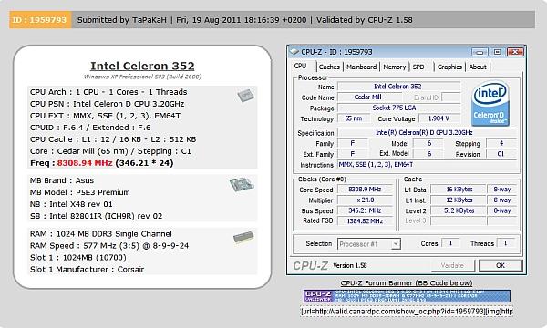 Celeron 352 işlemcisiyle dünya hız rekoru kırıldı; 8309MHz!