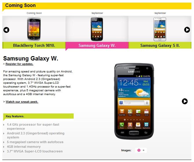Samsung Galaxy W, önümüzdeki aydan itibaren İngiltere'de satışa sunulacak