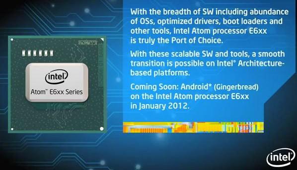 Intel'in Atom E600 serisi Android 2.3 desteği alıyor
